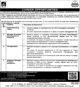Punjab Skills Development Fund (PSDF) – Lahore